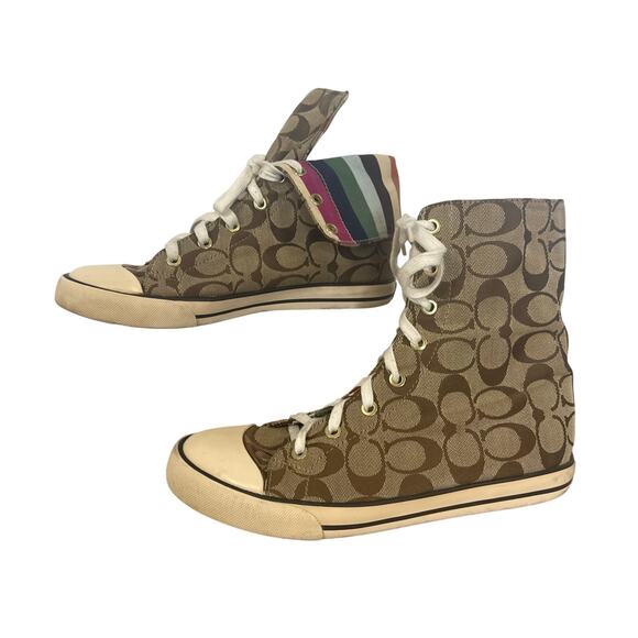 Coach Womens Logo Rainbow Bonney High Tops Great Pre-Owned Condition Size 7.5